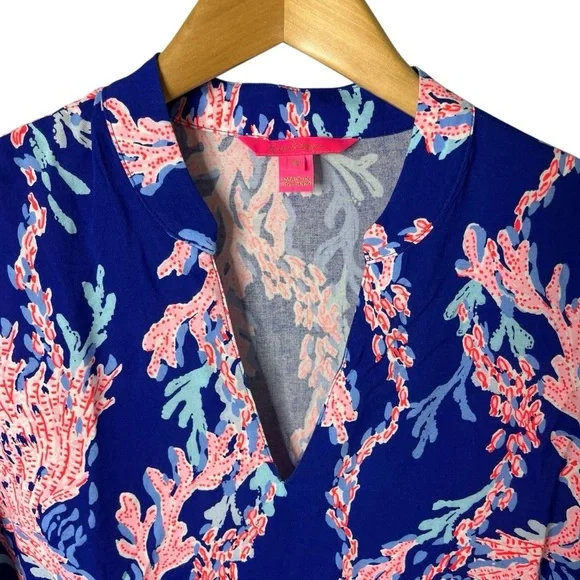 Lilly Pulitzer Luna Bay Tunic Borealis Blue Swim On Over Size Medium - Picture 4 of 8